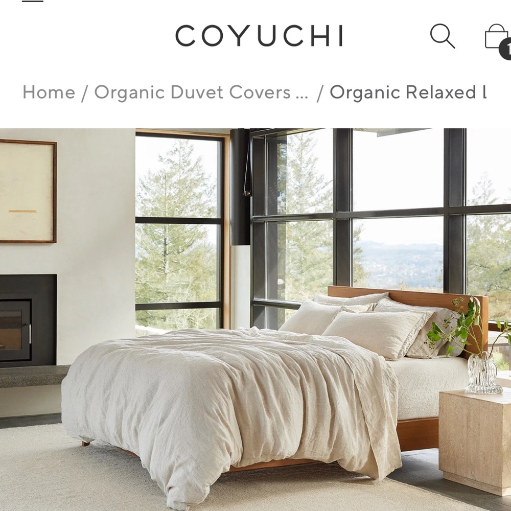 Coyuchi Natural Chambray Linen Duvet Cover 100 organic linen full/Queen gently